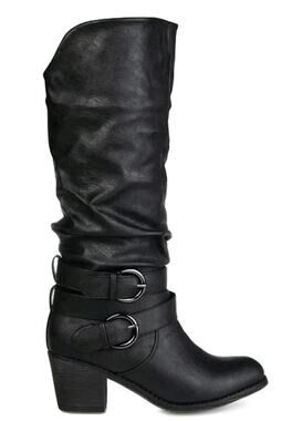 Journee Collection ~Size 9M~Late Black Knee High Boots Pull On Faux Leather NWOB